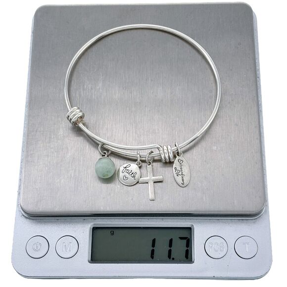 Footnotes Sterling Silver Extraordinary Faith Cross Charm Slide Bracelet 7.5" - Picture 6 of 6